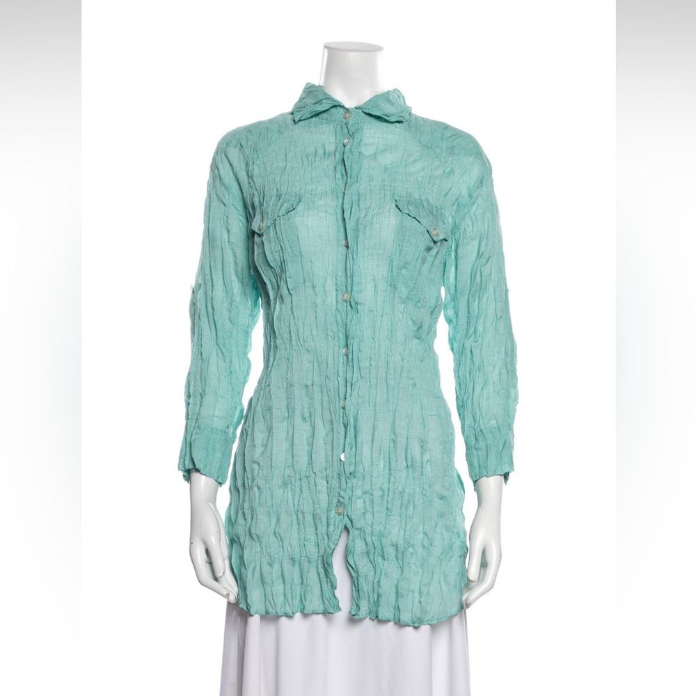 Issey Miyake Pleats Please shirt crinkled linen look